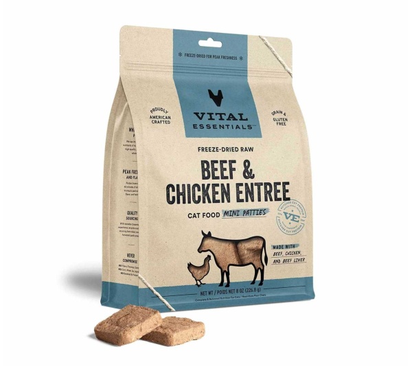 Vital Essentials(R) Freeze-Dried Raw Beef & Chicken Entree Cat Food Mini Patties,  - 8 oz