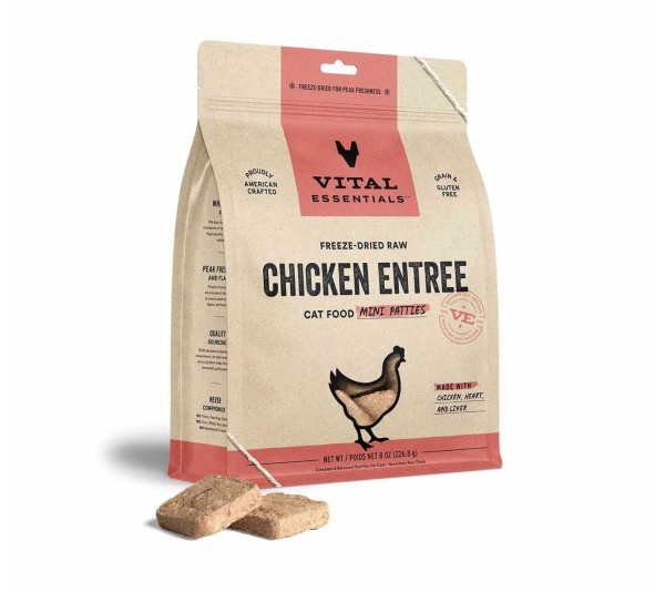 Vital Essentials(R) Freeze-Dried Raw Chicken Entree Cat Food Mini Patties,  - 8 oz