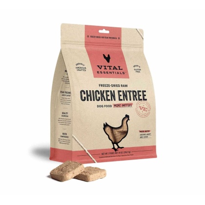 Vital Essentials(R) Freeze-Dried Raw Chicken Entree Dog Food Mini Patties, 14 oz