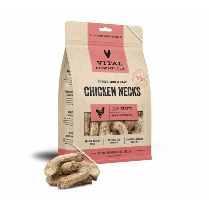 Vital Essentials(R) Freeze-Dried Raw Chicken Necks Dog Treats, 9 oz