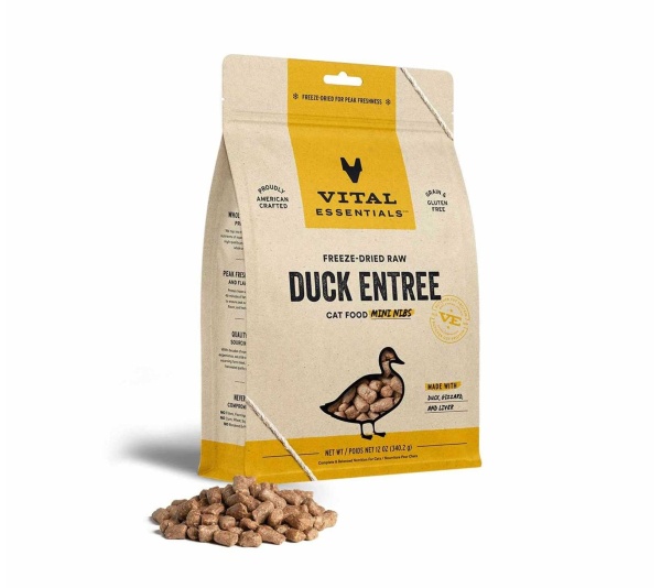 Vital Essentials(R) Freeze-Dried Raw Duck Entree Cat Food Mini Nibs,  - 12 oz