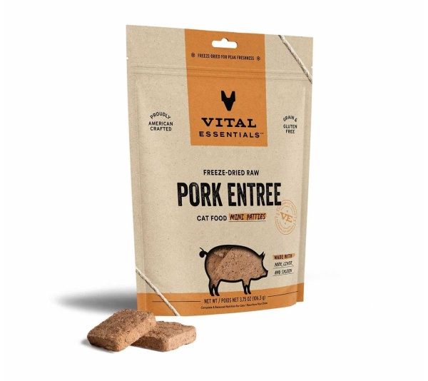 Vital Essentials(R) Freeze-Dried Raw Pork Entree Cat Food Mini Patties - 3.75 oz