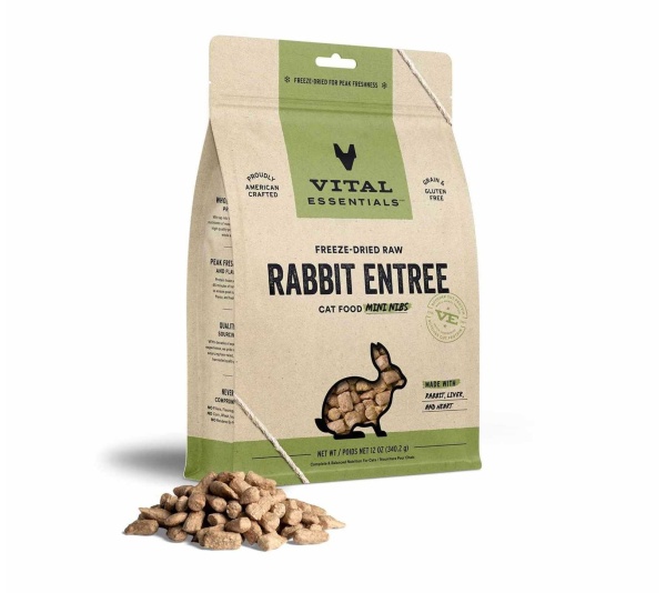 Vital Essentials(R) Freeze-Dried Raw Rabbit Entree Cat Food Mini Nibs - 12 oz