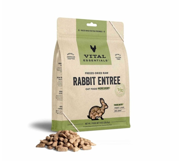 Vital Essentials(R) Freeze-Dried Raw Rabbit Entree Cat Food Mini Nibs - 8 oz
