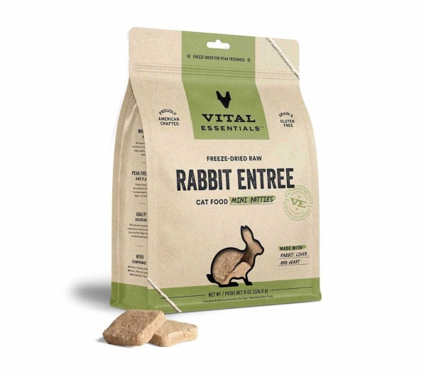 Vital Essentials(R) Freeze-Dried Raw Rabbit Entree Cat Food Mini Patties - 8 oz