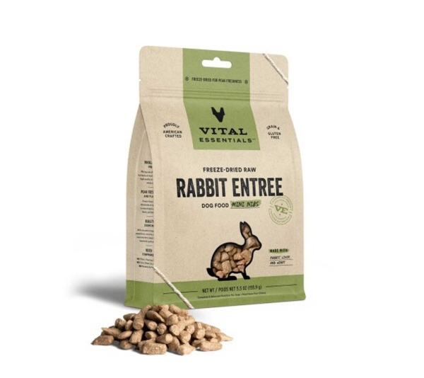 Vital Essentials(R) Freeze-Dried Raw Rabbit Entree Dog Food Mini Nibs, - 5.5 oz
