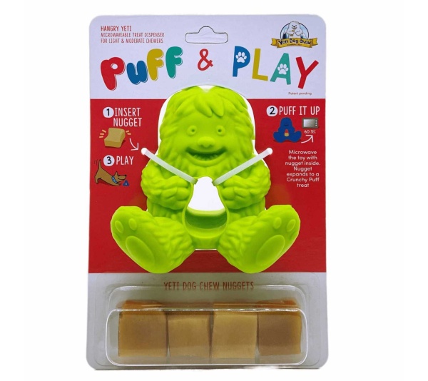 Green - Yeti Dog Chew Puff & Play Hangry Yak