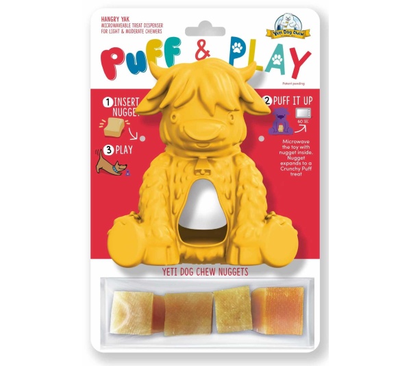 Yellow - Yeti Dog Chew Puff & Play Hangry Yak