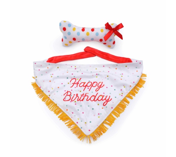 ZippyPaws Birthday Bandana and Bone 2-Pack
