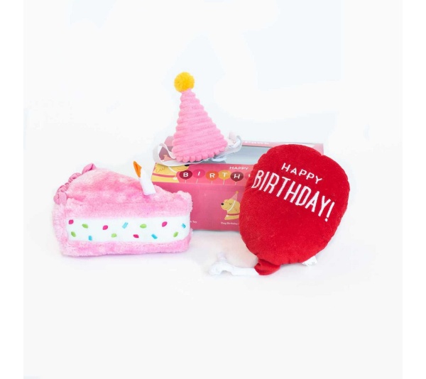 Pink - ZippyPaws Birthday Box  - 3pc