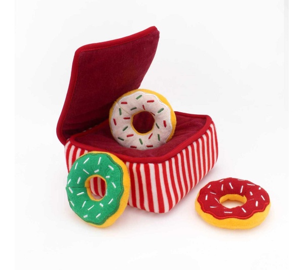 ZippyPaws Holiday Burrow(TM) Donutz Box Plush Dog Toy