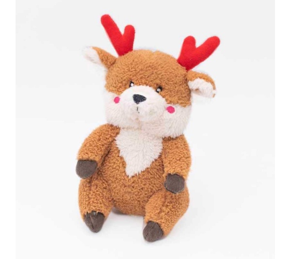 ZippyPaws Holiday Cheeky Chumz Reindeer Plush Dog Toy
