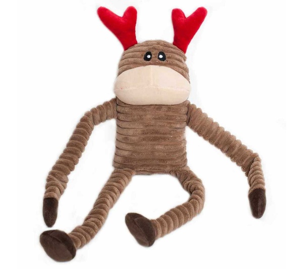 ZippyPaws Holiday Crinkle Reindeer Plush Dog Toy  - Large
