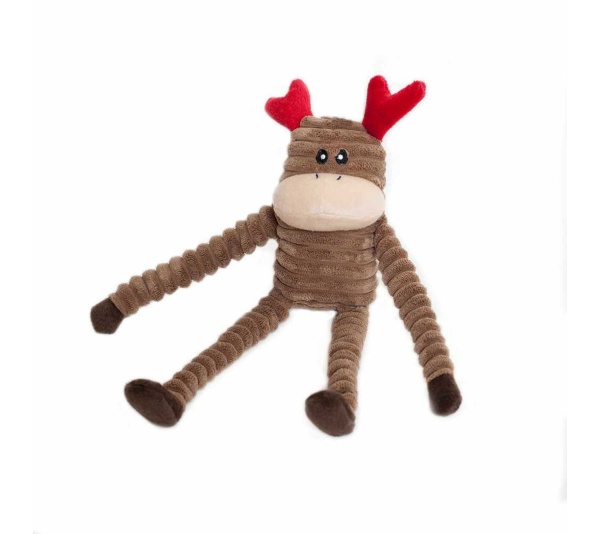 ZippyPaws Holiday Crinkle Reindeer Plush Dog Toy  - Small