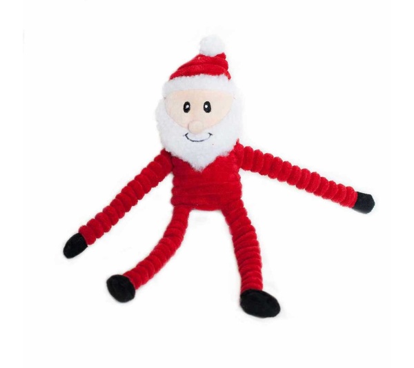 ZippyPaws Holiday Crinkle Santa Plush Dog Toy  - Small