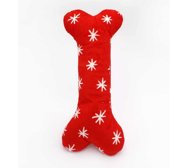 ZippyPaws Holiday Jigglerz(R) Festive Bone Plush Dog Toy