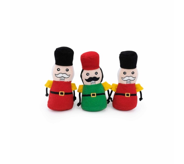 ZippyPaws Holiday Miniz Nutcrackers Plush Dog Toy 3pk