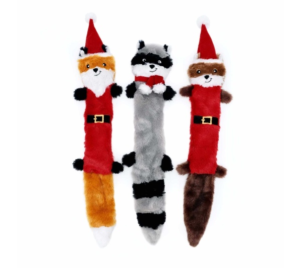 ZippyPaws Holiday Skinny Peltz Plush Dog Toy Large 3pk