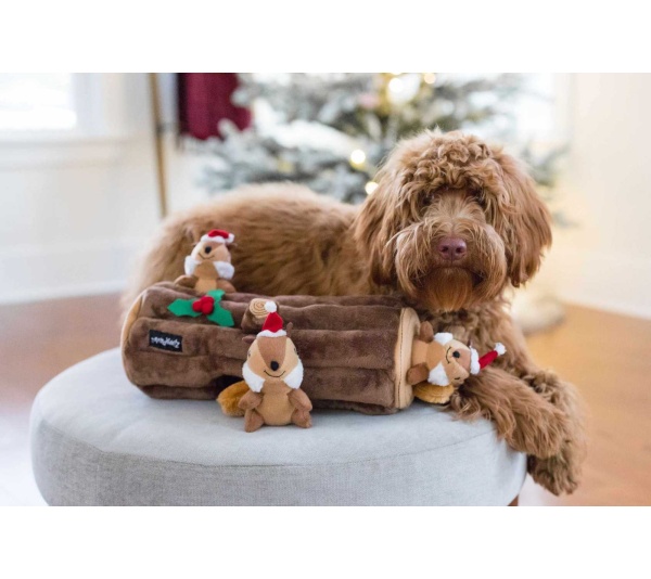 ZippyPaws Holiday Zippy Burrow Yule Log Plush Dog Toy