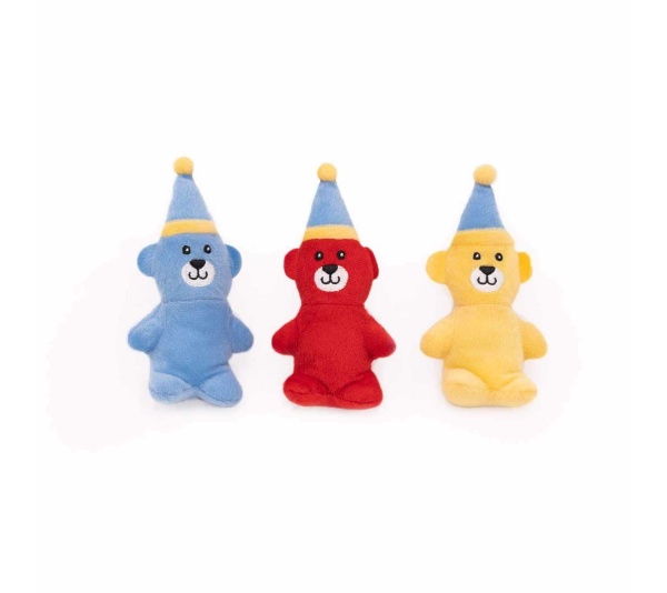 ZippyPaws Miniz 3-Pack - Birthday Bears