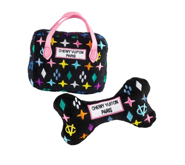 Black Chewy Vuiton Bundle Squeaker Dog Toy