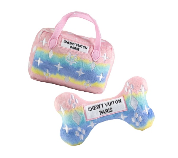 Pink Ombre Chewy Vuiton Bundle Dog Toy