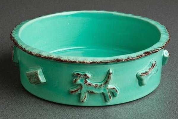Aqua/Green - Carmel Ceramica Dog Food/Water Bowl - Small