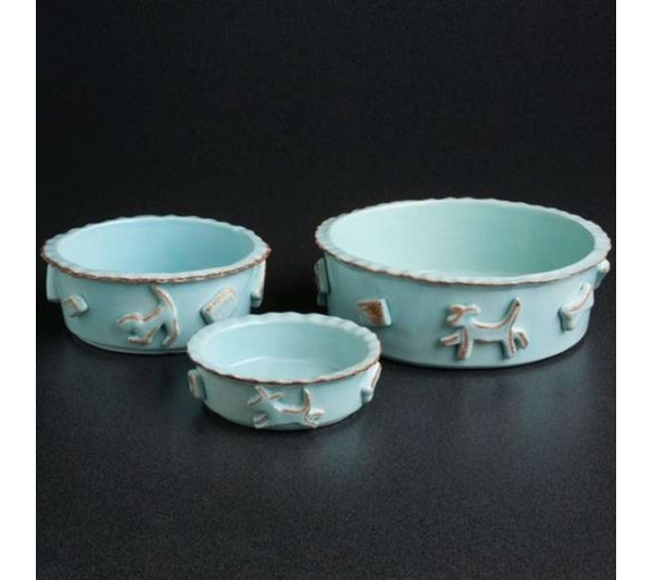 Baby Blue - Carmel Ceramica Dog Food/Water Bowl - Small
