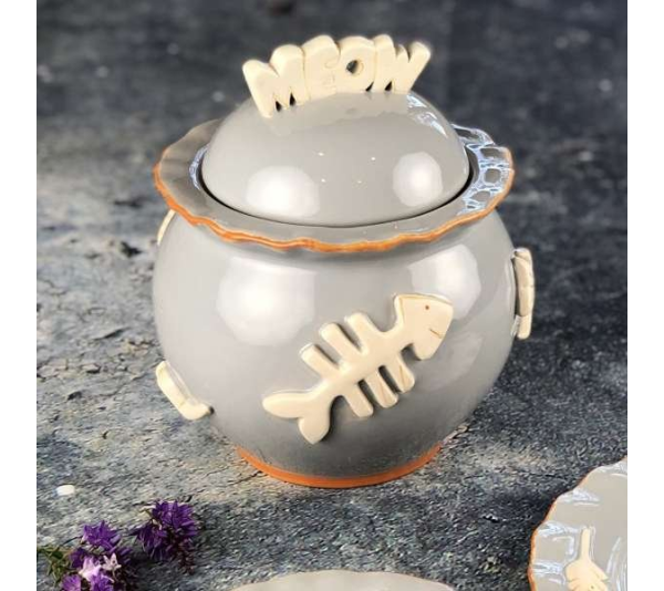 French Grey - Cat Treat Jar - Jar