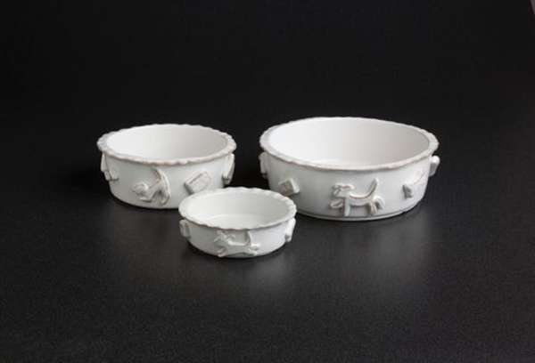 French White - Carmel Ceramica Dog Food/Water Bowl - Large