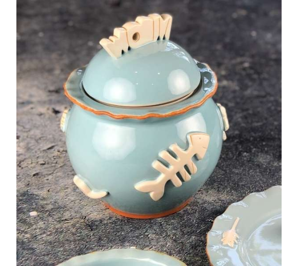 Sky Blue - Cat Treat Jar - Jar