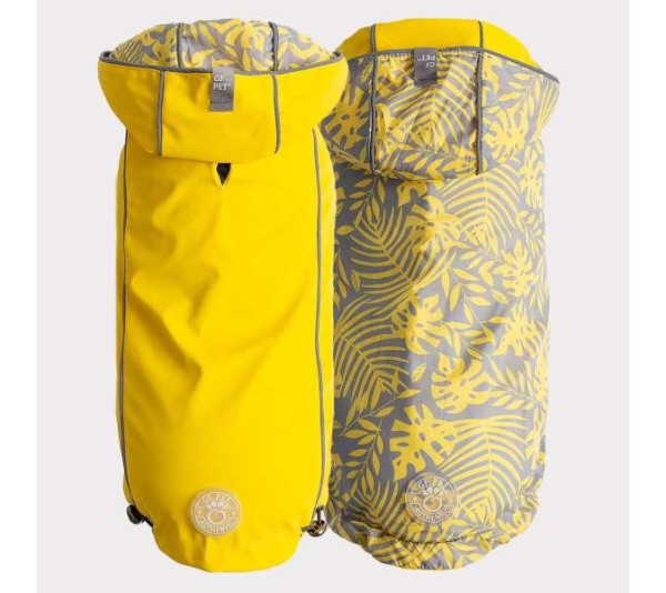 Yellow - GF Pet Reversible ElastoFit Raincoat  - Medium