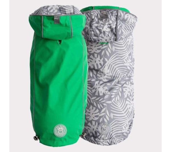 Green - GF Pet Reversible ElastoFit Raincoat  - XS