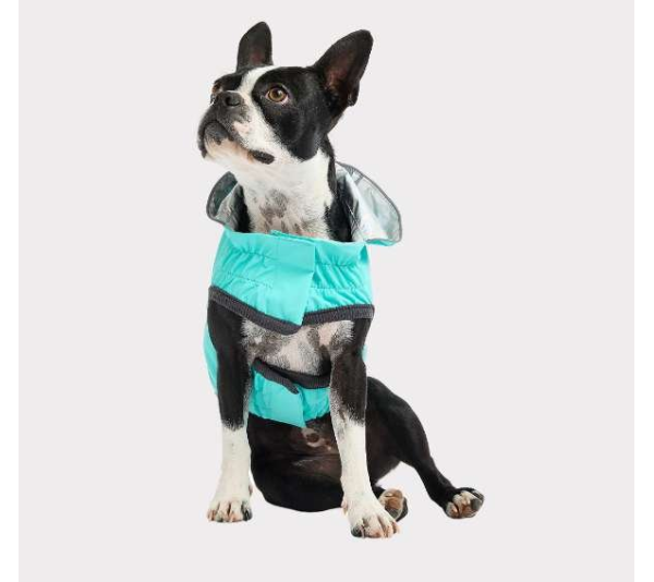 Neon Aqua - GF Pet Reversible Raincoat  - 2XS